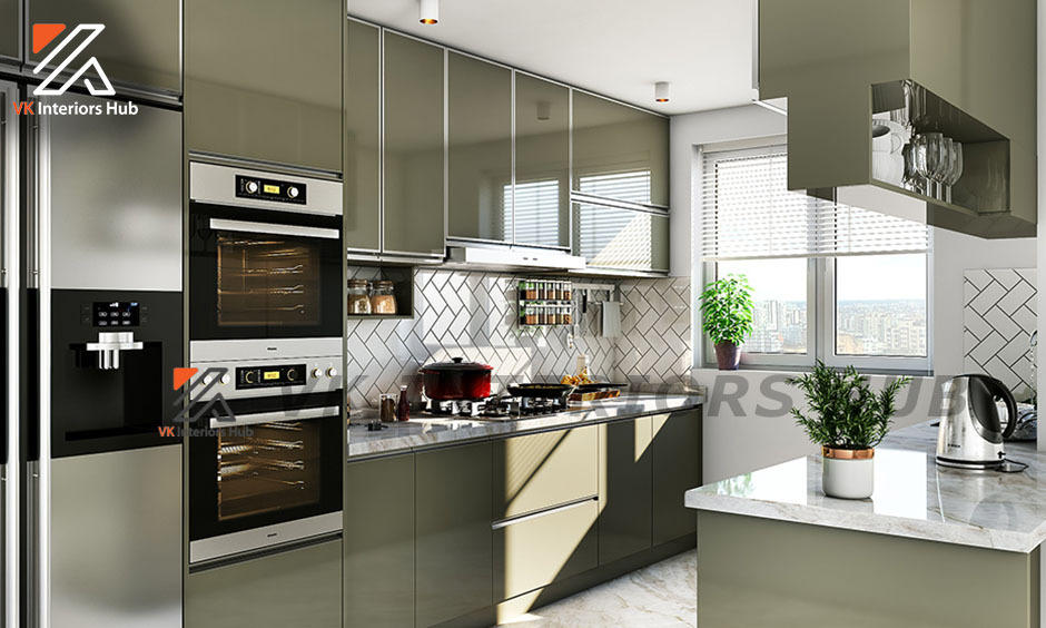 Parallel Kitchen Interior Services - Plywood Mdf Hdf Laminates, Granite Quartz Marble Countertops | Soft Close Drawers, Modular Shelving, Ambient Lighting