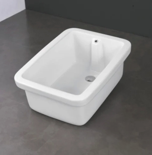 Ceramic Wash Basin - 480 X 480 X 135 Mm, Polished White Finish, Durable High-quality Ceramic, Rectangular Shape For Modern Bathrooms