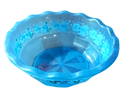 Blue Round Plastic Fruit Basket - Dimension (L*W*H): 8.6 Inch (Dia) Inch (In)