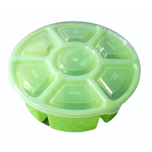 150 Ml Round Plastic Spice Storage Box - Color: Green