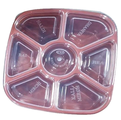 500 Ml Square Plastic Spice Masala Storage Box - Color: Pink
