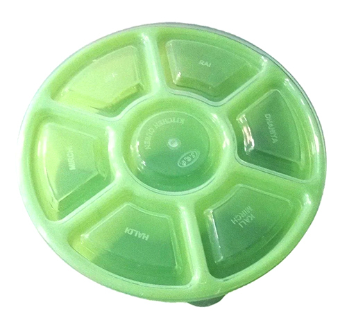 300 Ml Round Plastic Spice Storage Box - Color: Green