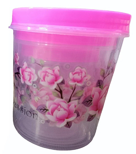 1000 Ml Printed Plastic Food Container Set - Shape: Round
