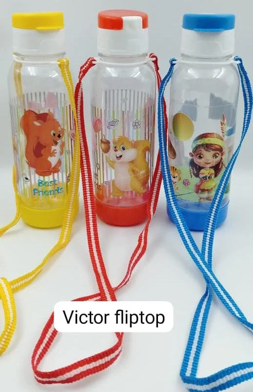 600 Ml Plastic Kids Water Bottle Set - Color: Multicolor