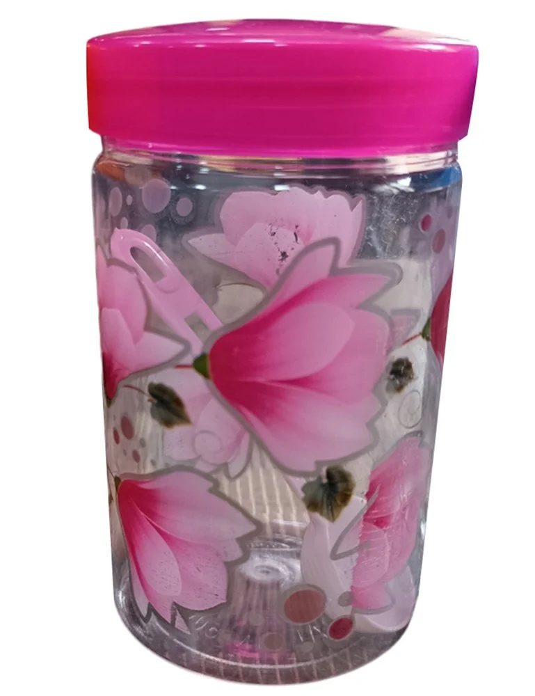 Plastic Pet Jar - Color: Pink And Transparent