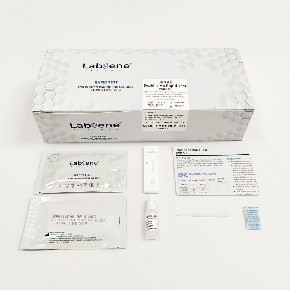 Labgene Syphilis Ab Rapid Test Kit | Accurate Antibody Detection In Blood, Serum & Plasma | 50tests/box - Color: White