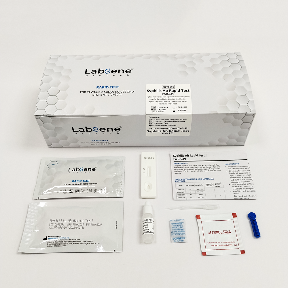 Labgene Syphilis Ab Rapid Test Kit | Accurate Antibody Detection In Blood, Serum & Plasma | 50tests/box - Color: White