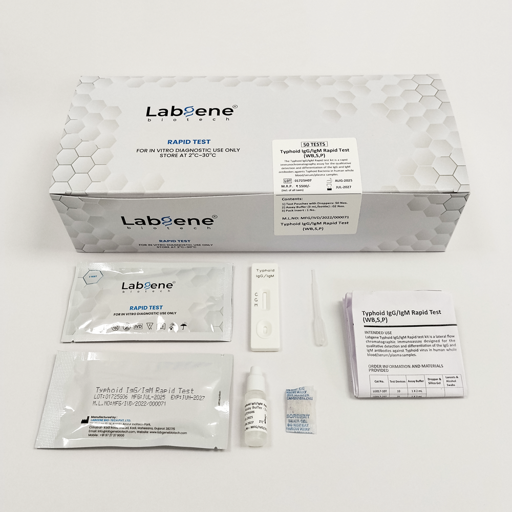 Labgene Typhoid IgG/IgM Rapid Test Kit | Accurate Antibody Detection in Blood, Serum & Plasma | 50Tests/Box