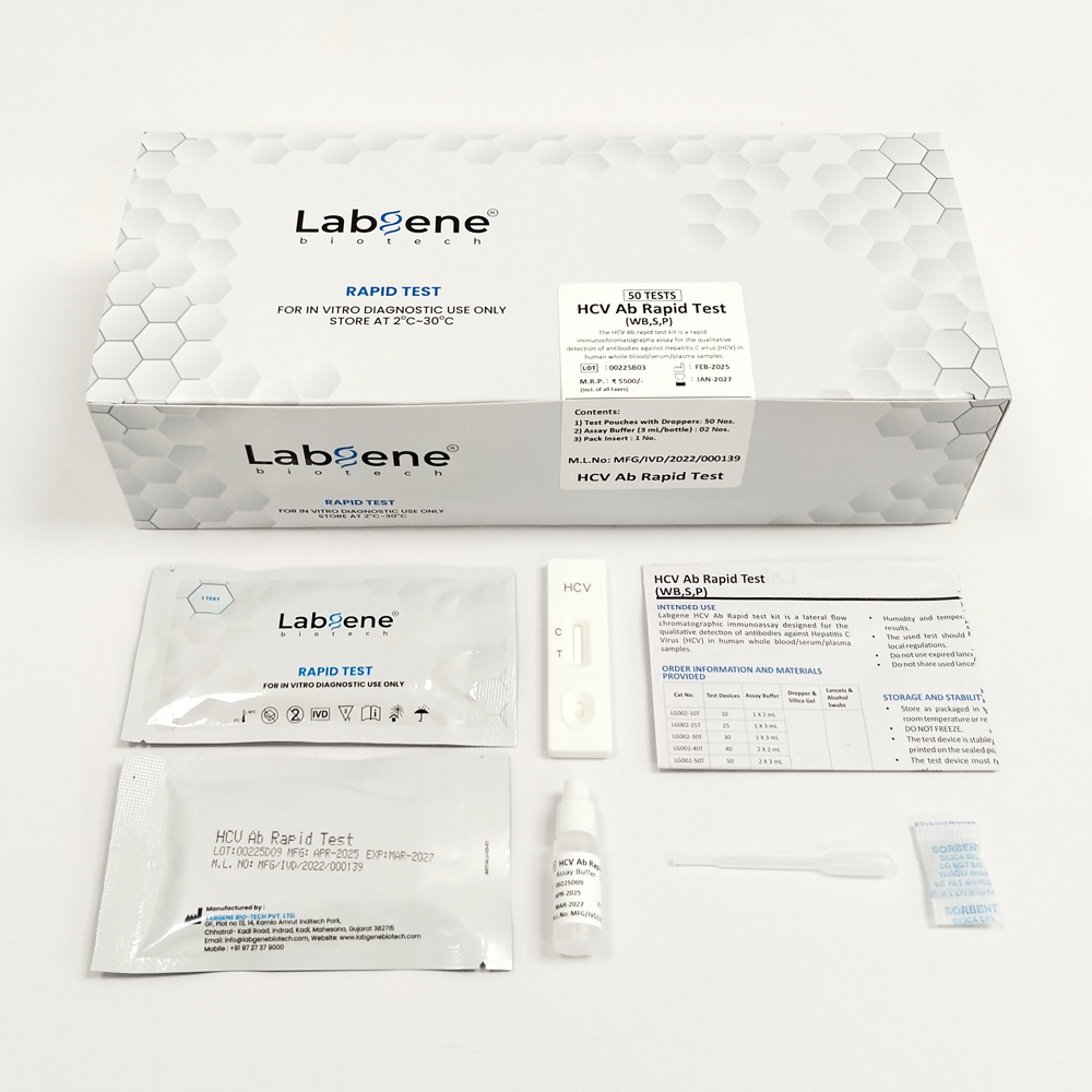 Labgene HCV Antibody Rapid Test Kit | Accurate Antibody Detection in Blood, Serum & Plasma | 50Tests/Box