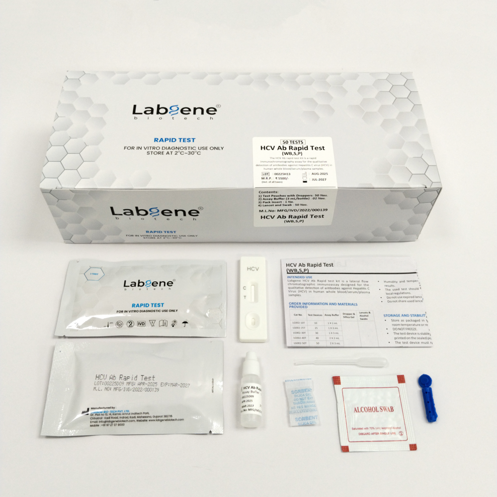 Labgene HCV Antibody Rapid Test Kit | Accurate Antibody Detection in Blood, Serum & Plasma | 50Tests/Box