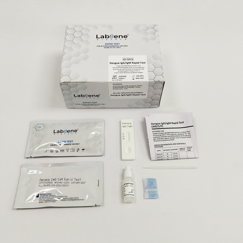 Labgene Dengue IgG/IgM Rapid Test Kit | Accurate Antibody Detection in Blood, Serum & Plasma | 25Tests/Box