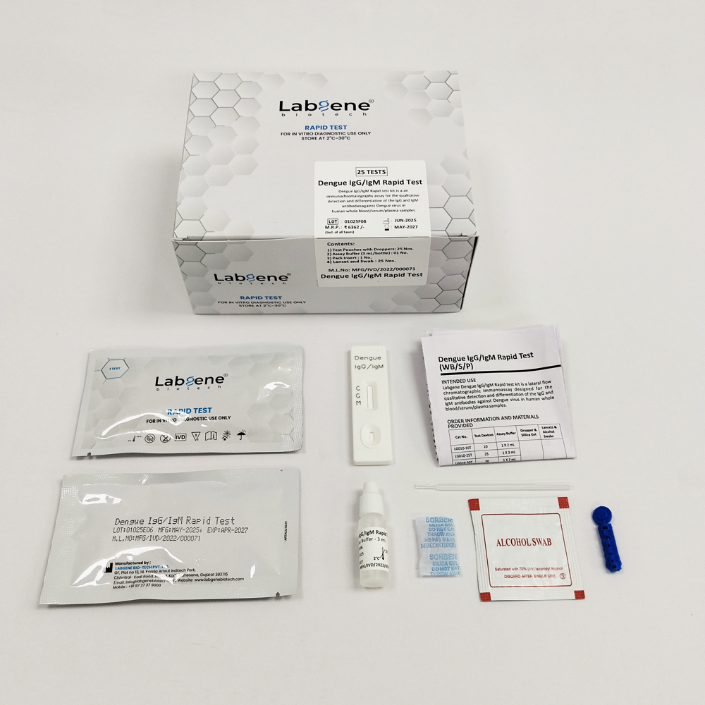 Labgene Dengue IgG/IgM Rapid Test Kit | Accurate Antibody Detection in Blood, Serum & Plasma | 25Tests/Box