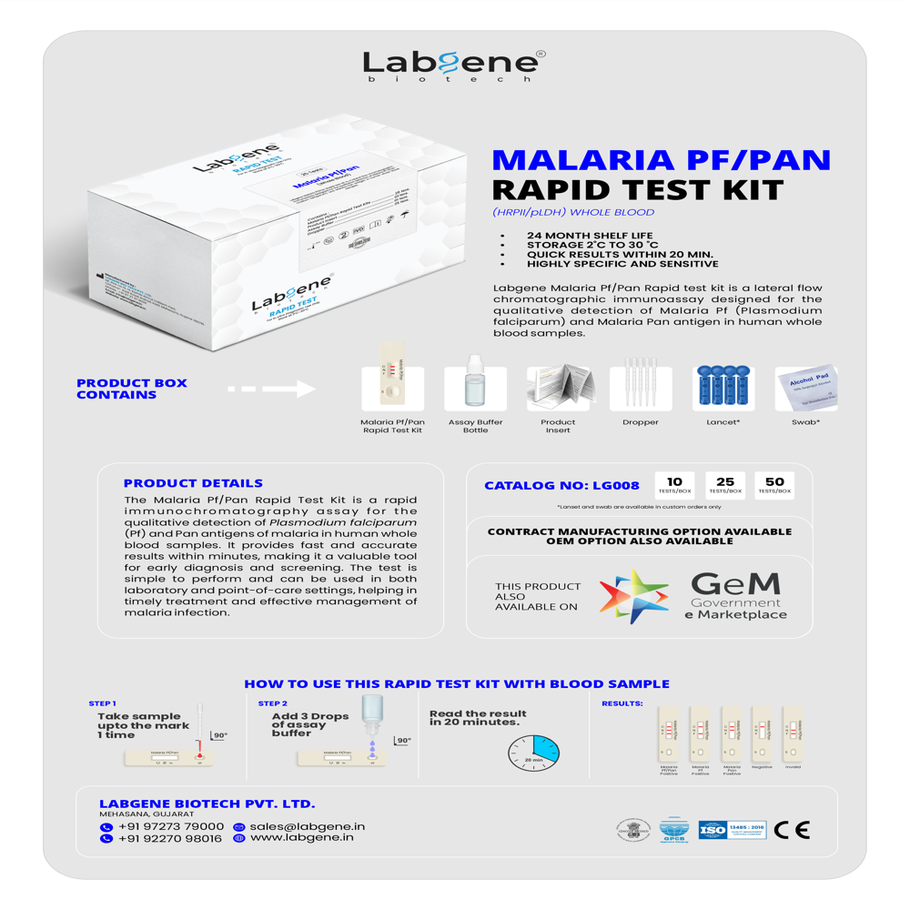 Malaria Pf/Pan Rapid Test Kit | Accurate Antibody Detection in Blood | 25Tests/Box