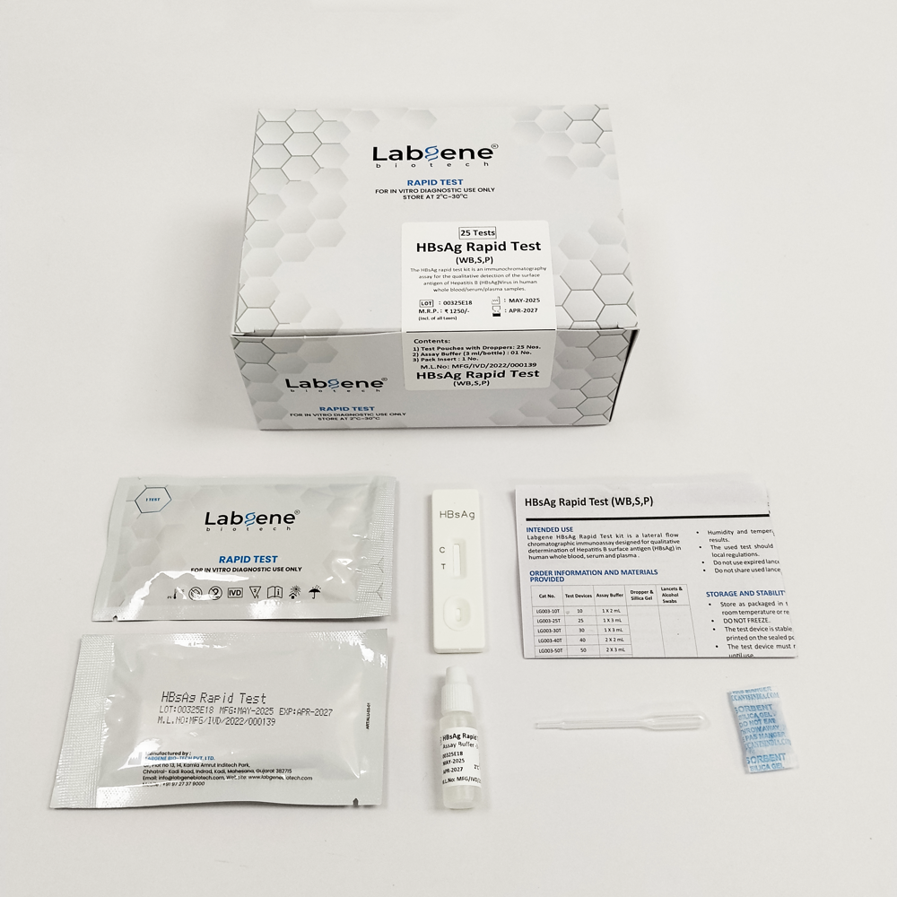 Labgene HBsAg Rapid Test Kit | Accurate Antibody Detection in Blood, Serum & Plasma | 25Tests/Box