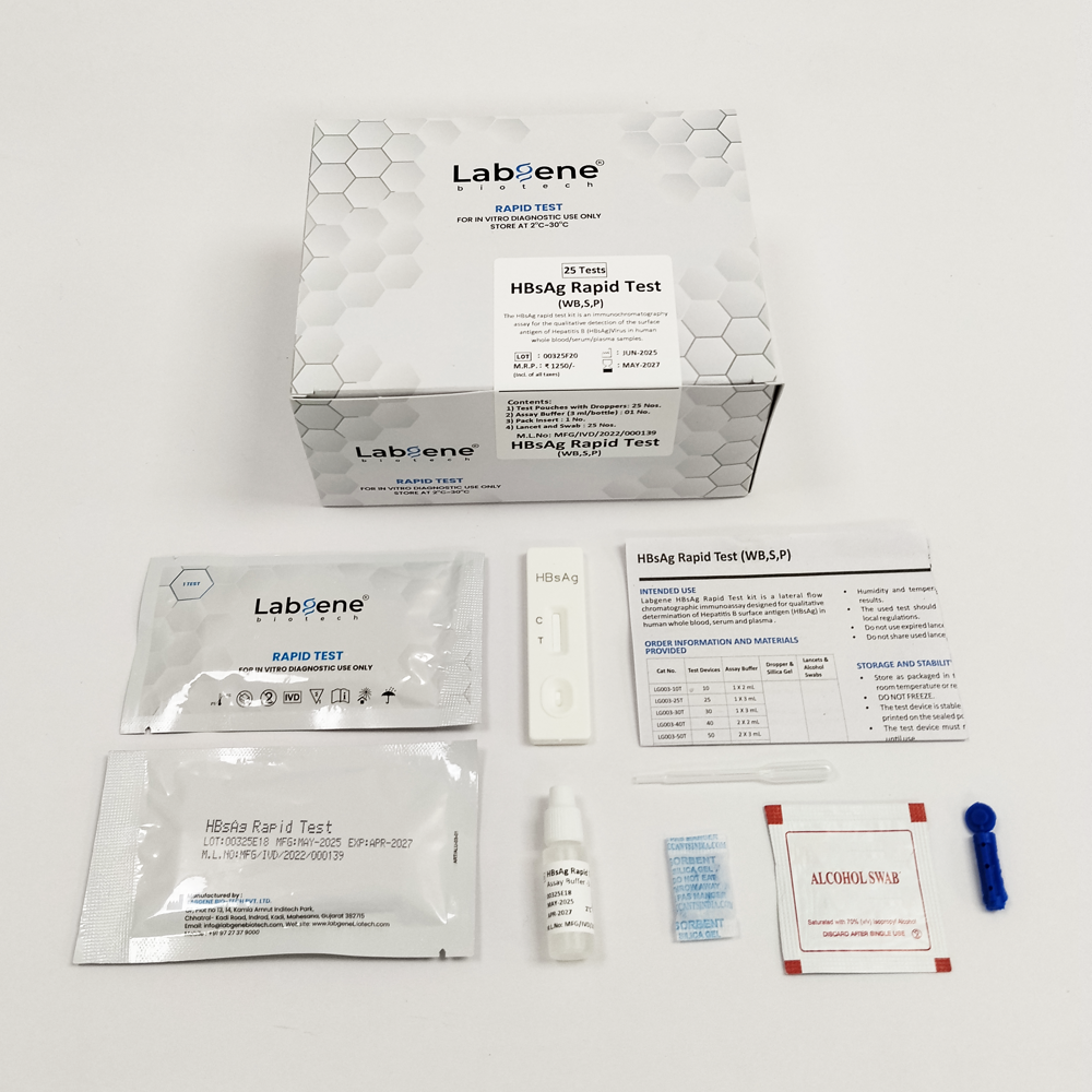 Labgene HBsAg Rapid Test Kit | Accurate Antibody Detection in Blood, Serum & Plasma | 25Tests/Box