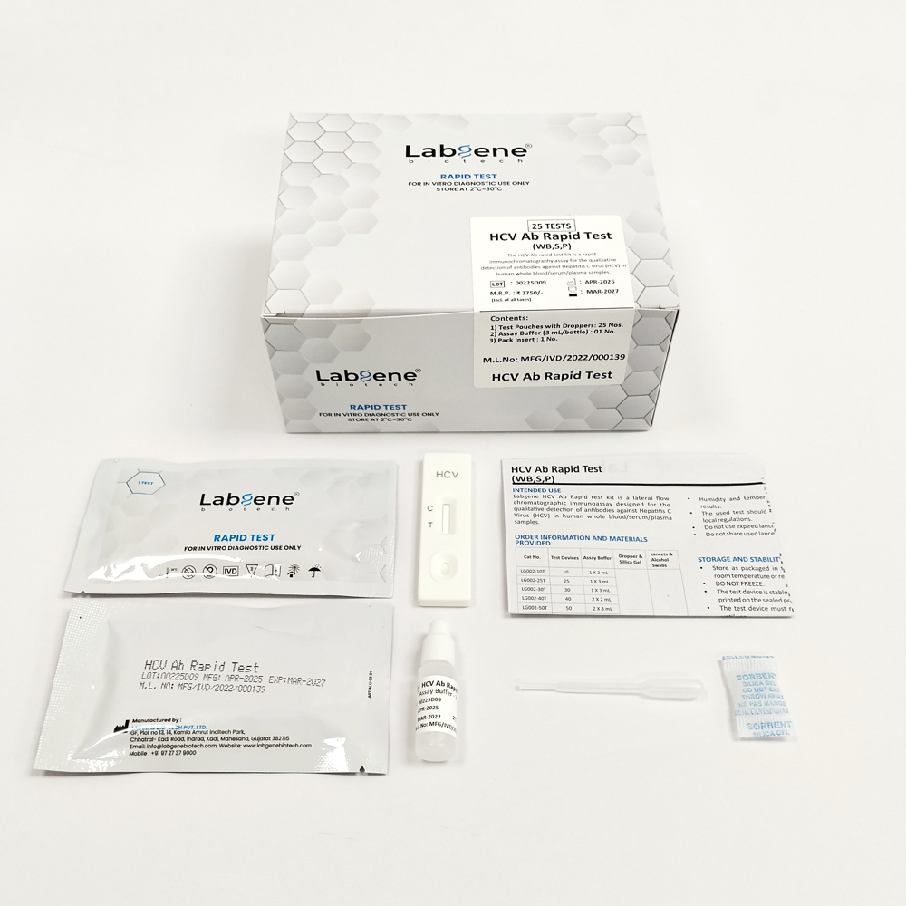 Labgene HCV Antibody Rapid Test Kit | Accurate Antibody Detection in Blood, Serum & Plasma | 25Tests/Box