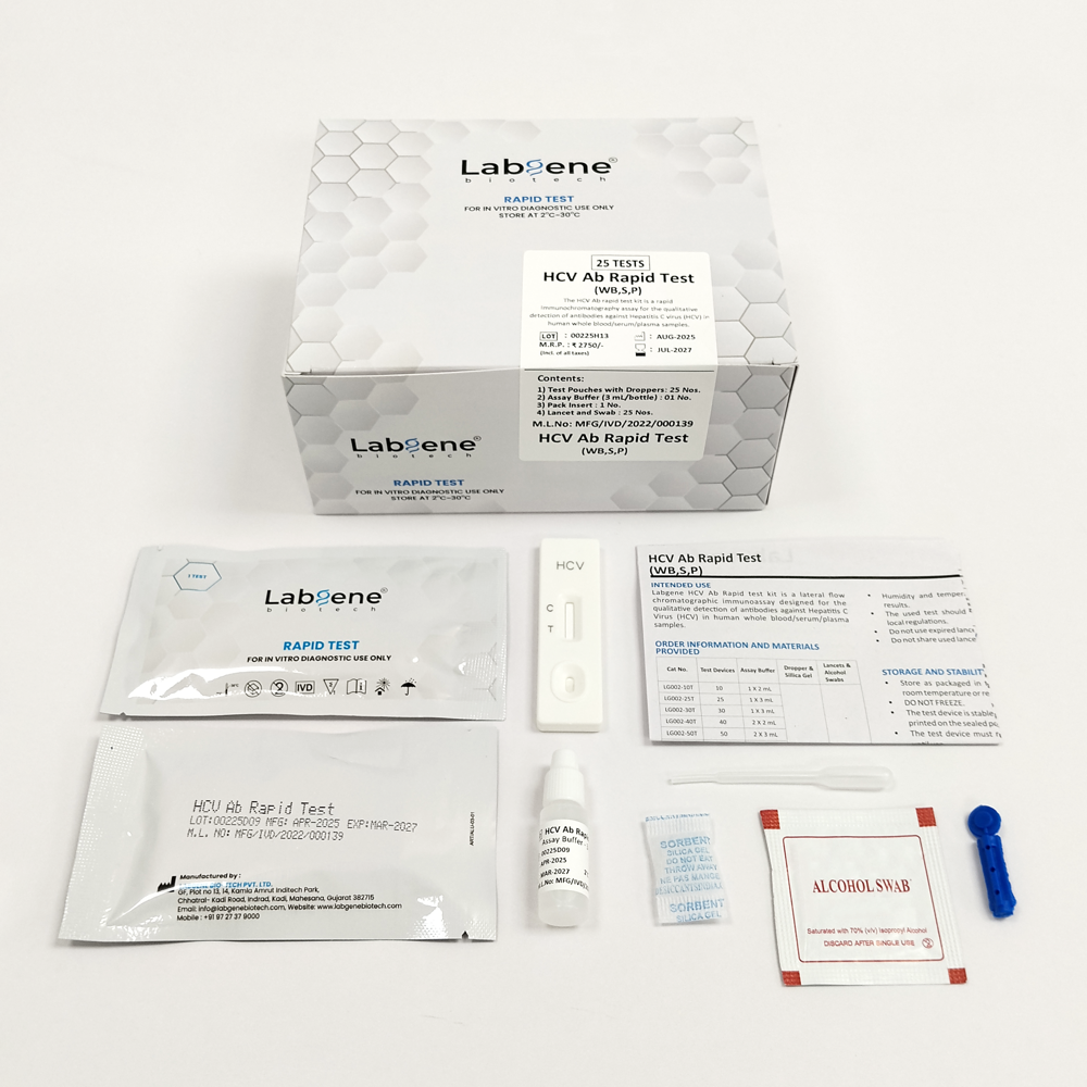 Labgene HCV Antibody Rapid Test Kit | Accurate Antibody Detection in Blood, Serum & Plasma | 25Tests/Box