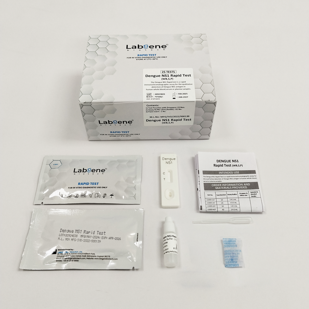 Labgene Dengue Ns1 Rapid Test Kit | Accurate Antibody Detection in Blood, Serum & Plasma | 25Tests/Box