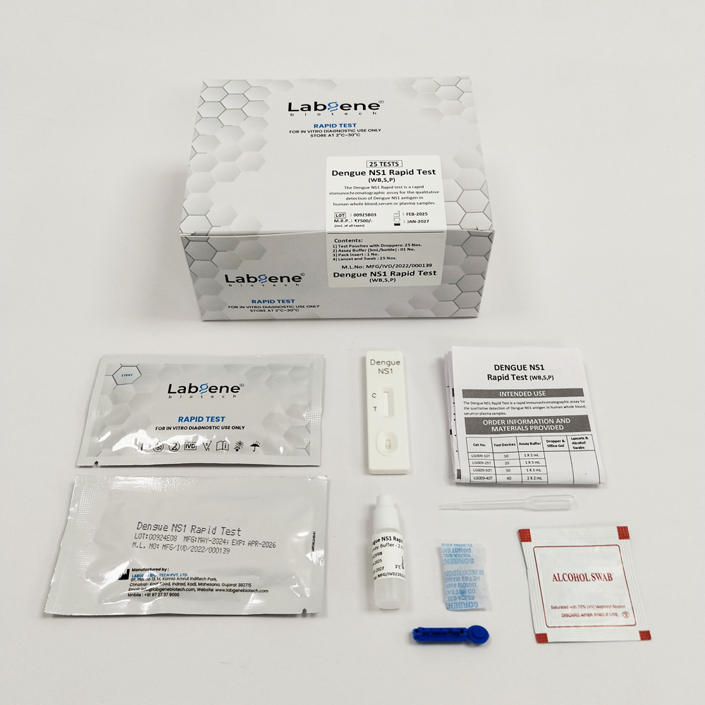 Labgene Dengue Ns1 Rapid Test Kit | Accurate Antibody Detection in Blood, Serum & Plasma | 25Tests/Box