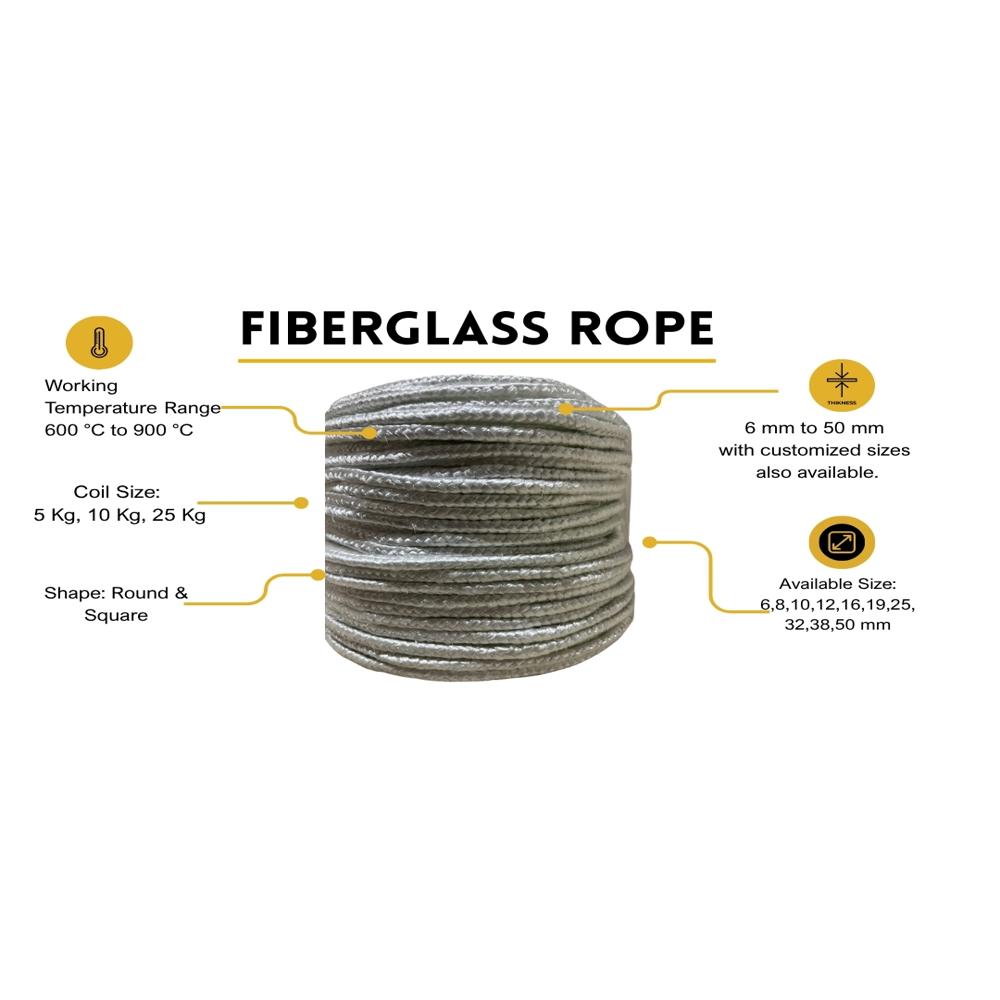 High Temperature Round Glass Fiber Braided Rope