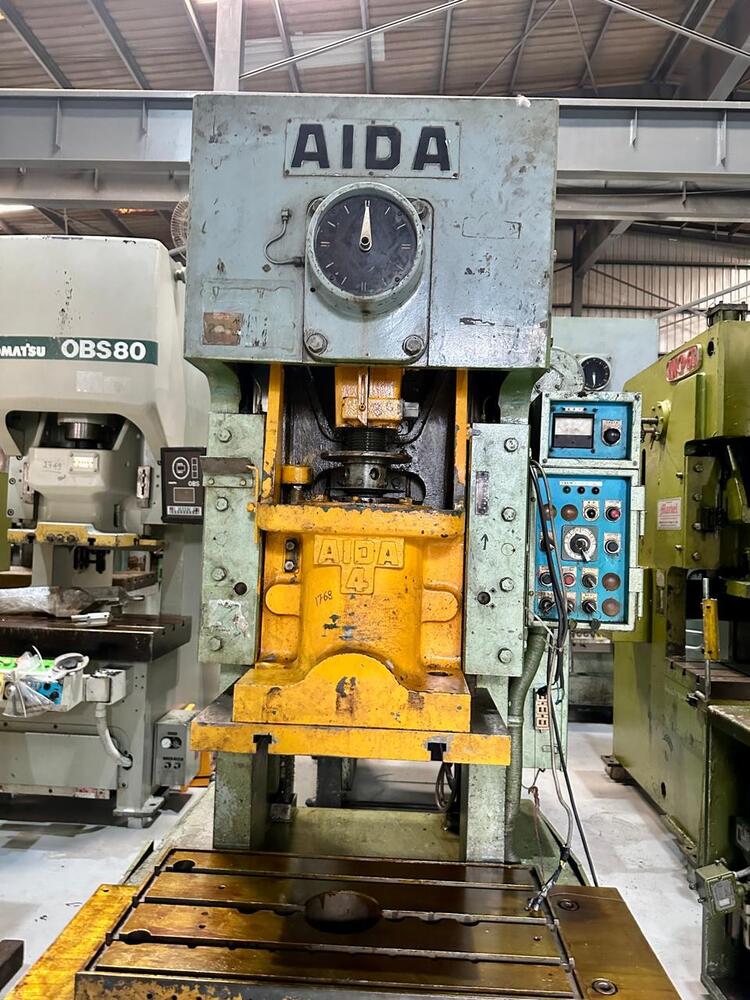 1768 Aida C Frame Single Crank Press - Cap: 45 Tons, Stroke: 140mm, Die Height: 300mm, Adjustment: 60mm, Spm: 5090, Slide: 410x340mm, Bolster: 830x465mm
