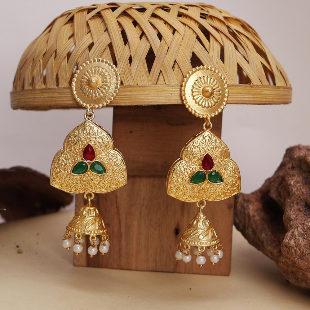 Traditional Bridal Gold Finish Earrings High-quality Heritage Design