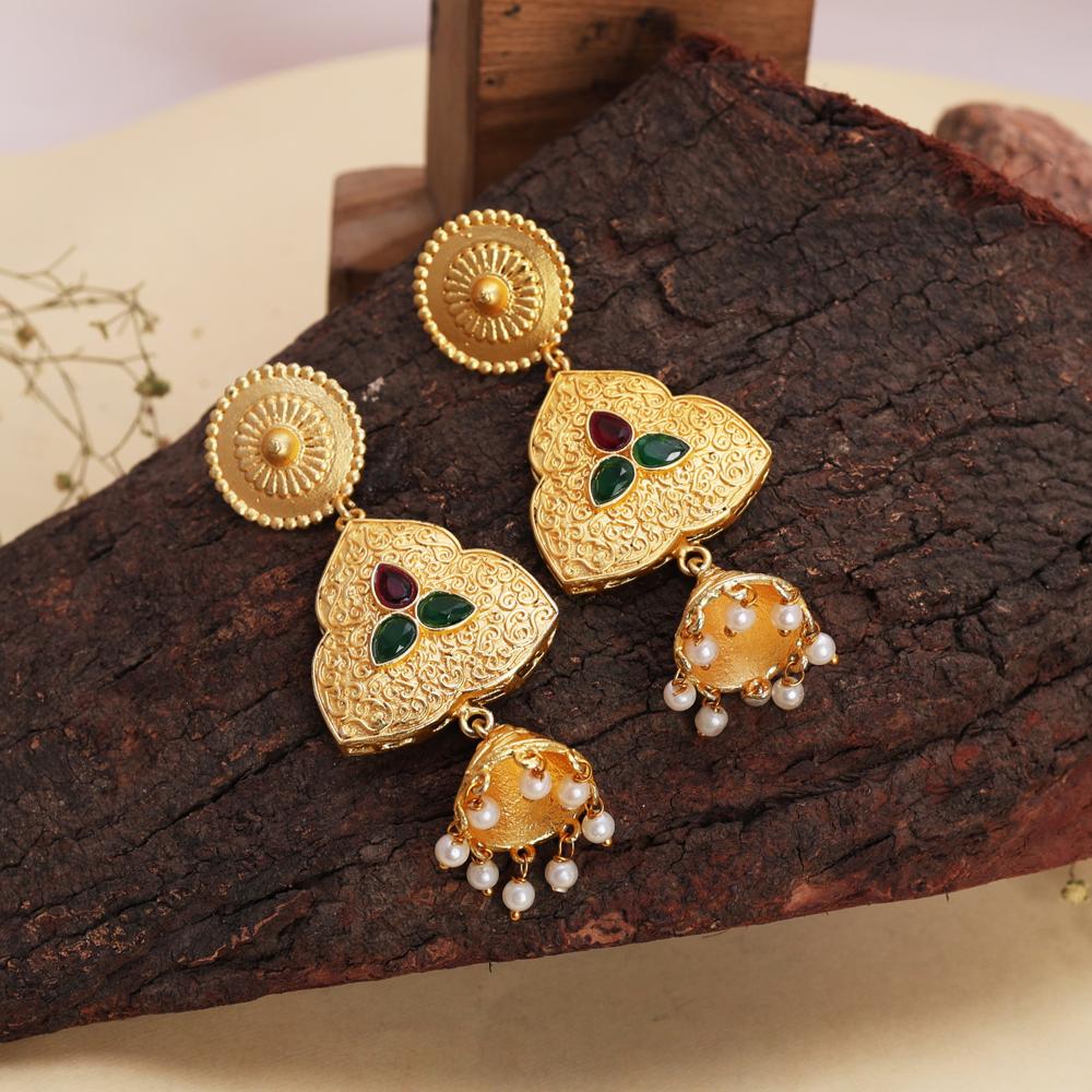 Traditional Bridal Gold Finish Earrings High-quality Heritage Design