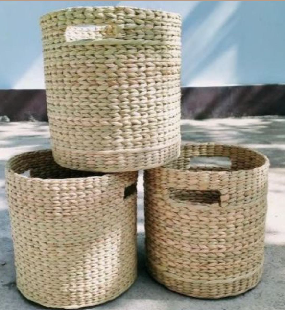 Large Handmade Sabai Grass Laundry Basket - 20x16 Inches | Tri-color Design, Rust Proof, Modern Arts Style, Ideal For Clothes And Toys
