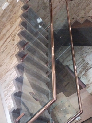 Coloured glass railing