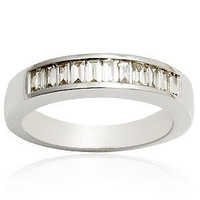 सेमी डायमंड बैगुएट रिंग व्हाइट गोल्ड डायमंड रिंग महिलाओं के लिए सस्ती इंगेजमेंट डायमंड रिंग