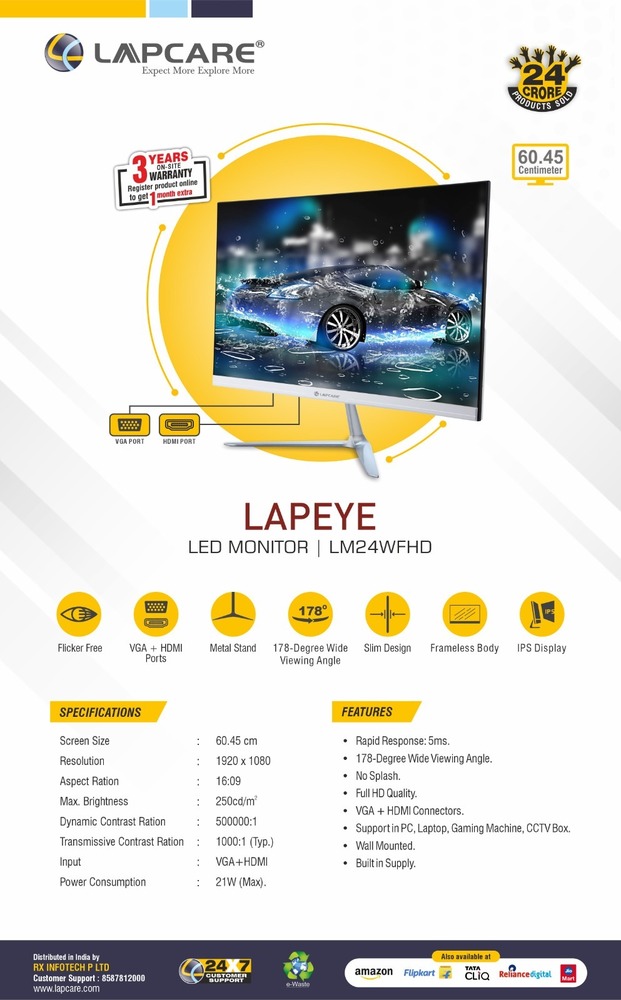 Led Monitor - Screen Resolution: Full Hd (1920 A 1080) / Hd