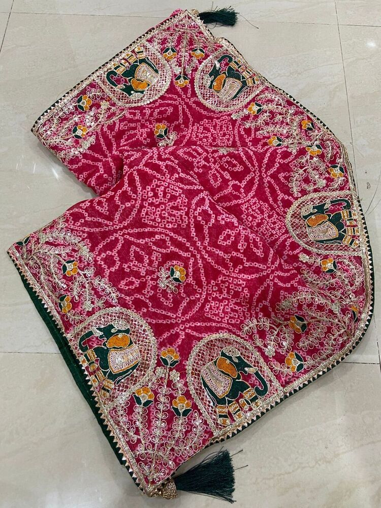 Jaipuri Bandhej with original gotta saree