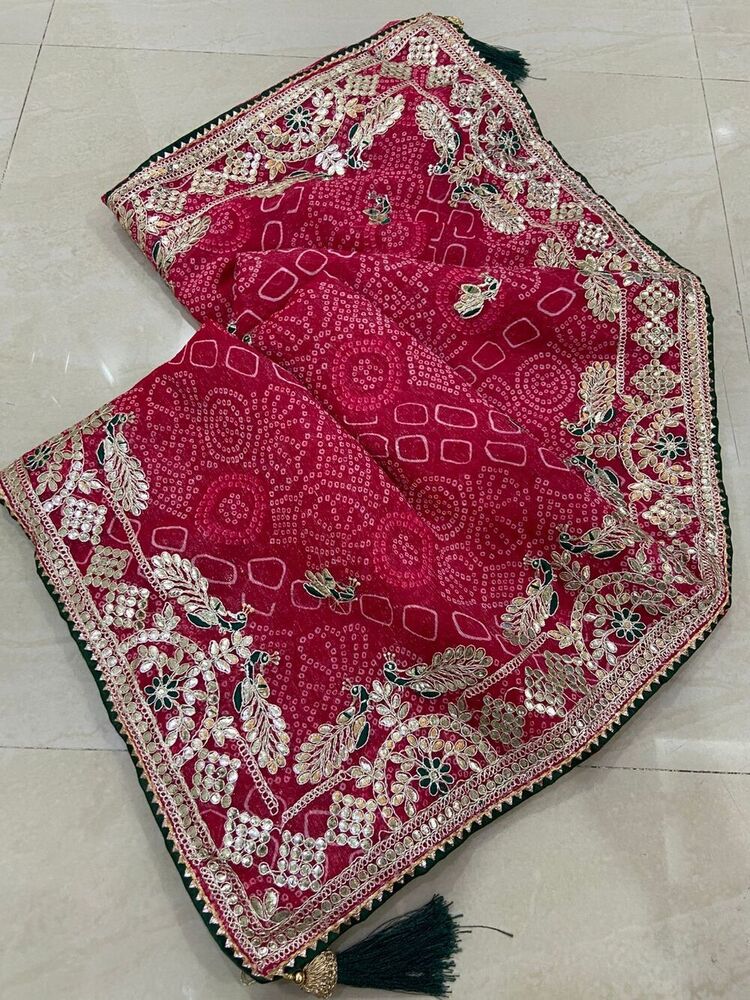 Jaipuri Bandhej with original gotta saree