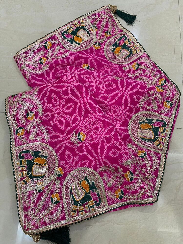 Jaipuri Bandhej with original gotta saree