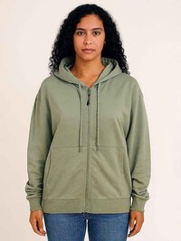 Ladies  Hooded  Full  Zipper  Sweatshirt - Color: Gray