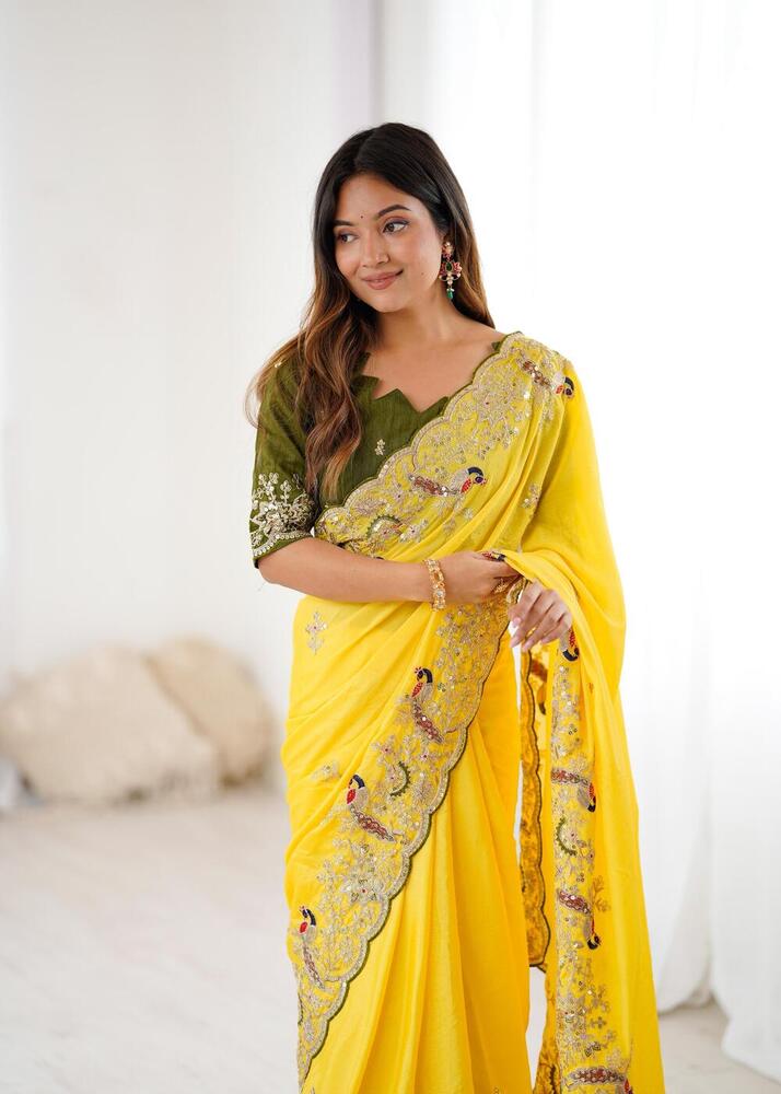 Premium Chinon Silk saree