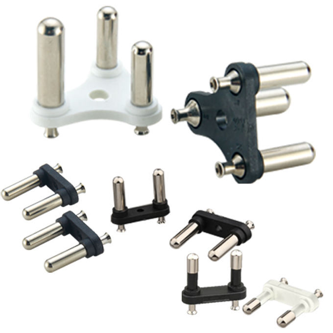 Lead Free 2 Pin 3 Pin Round Brass Solid Plug Pin - Color: Silver & Golden