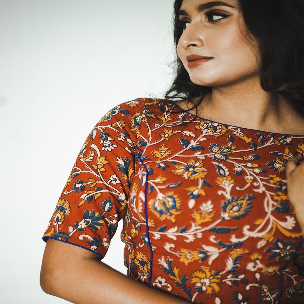 Red Kalamkari Cotton Blouse