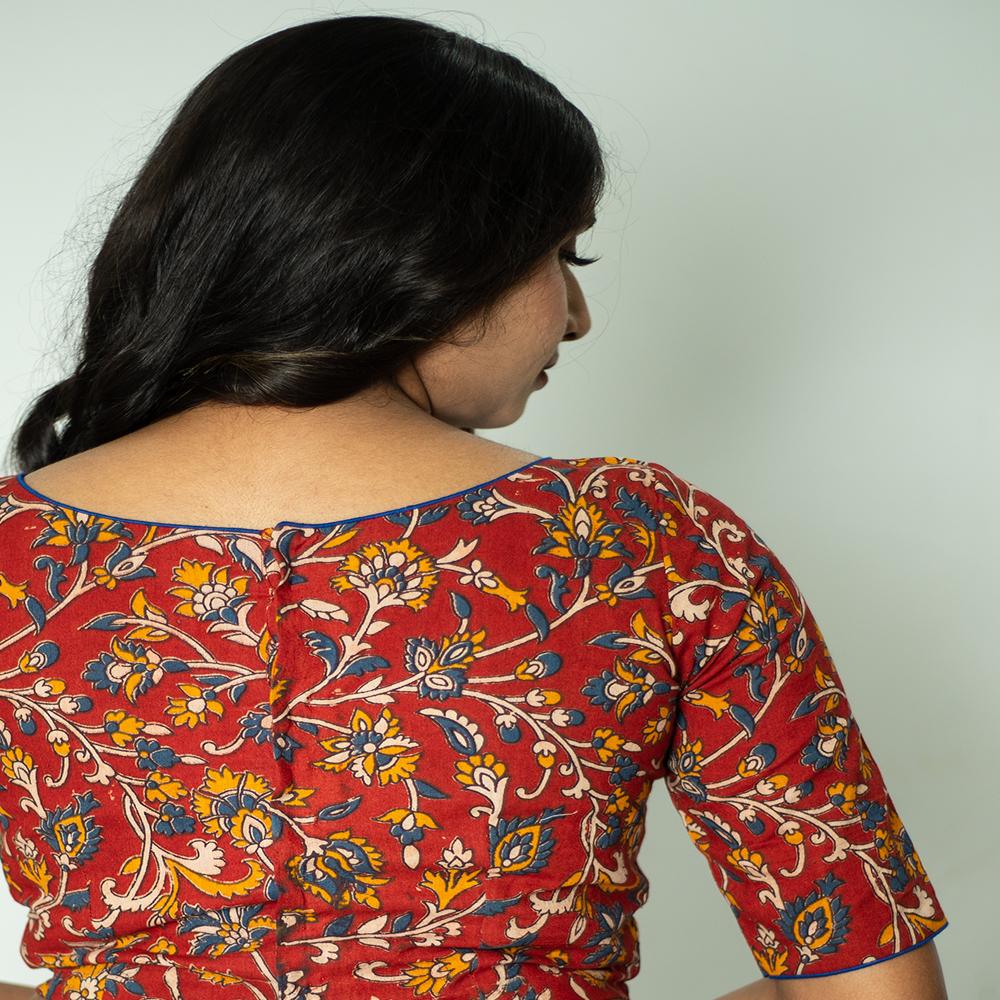 Red Kalamkari Cotton Blouse
