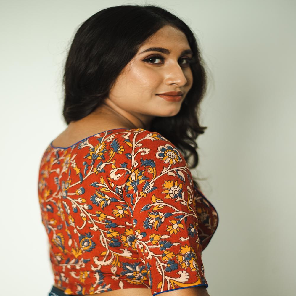Red Kalamkari Cotton Blouse