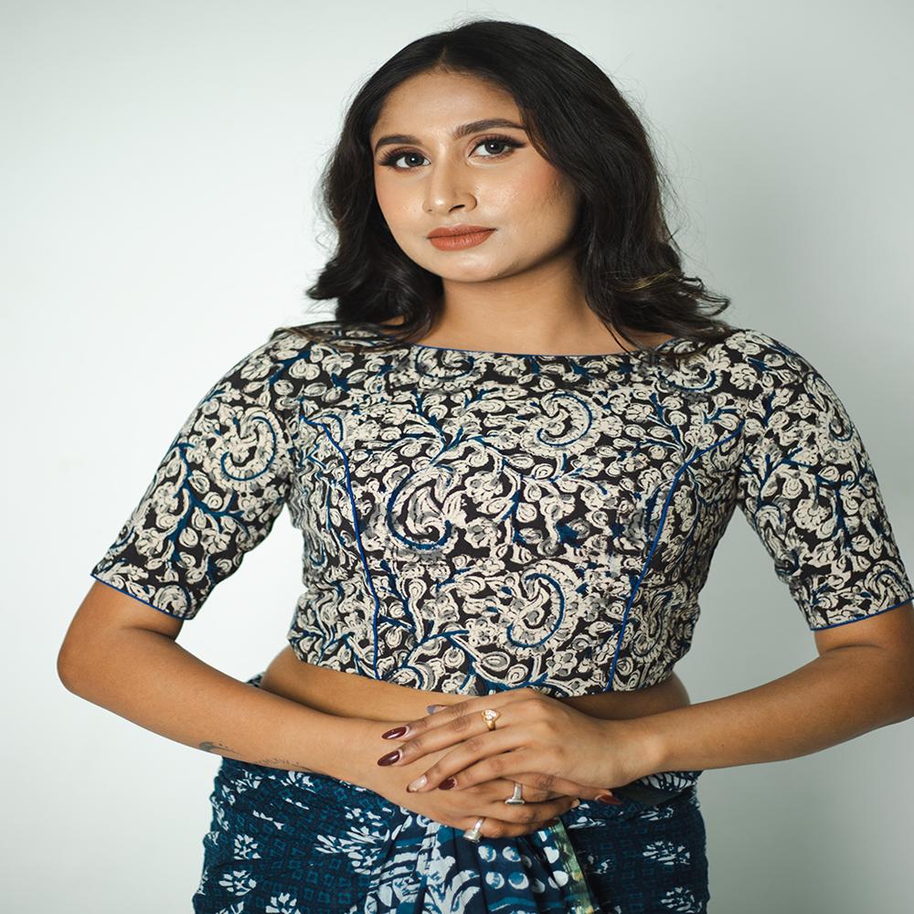 Black Kalamkari Cotton Blouse