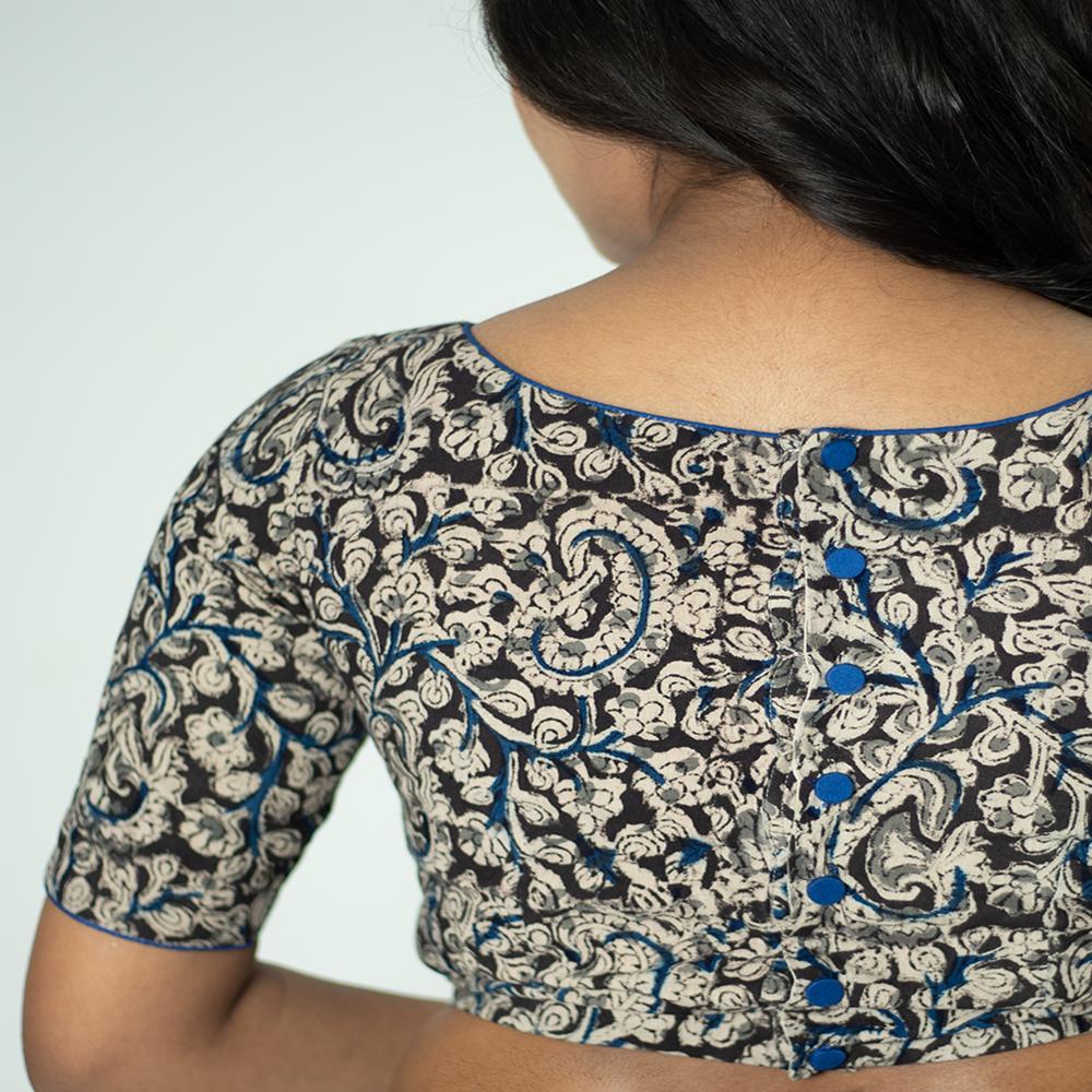 Black Kalamkari Cotton Blouse