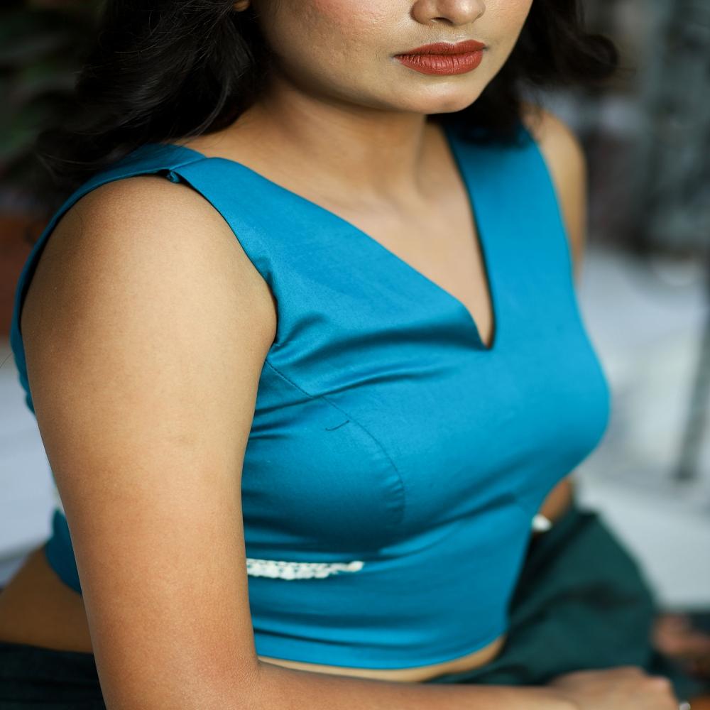 Teal cotton blouse