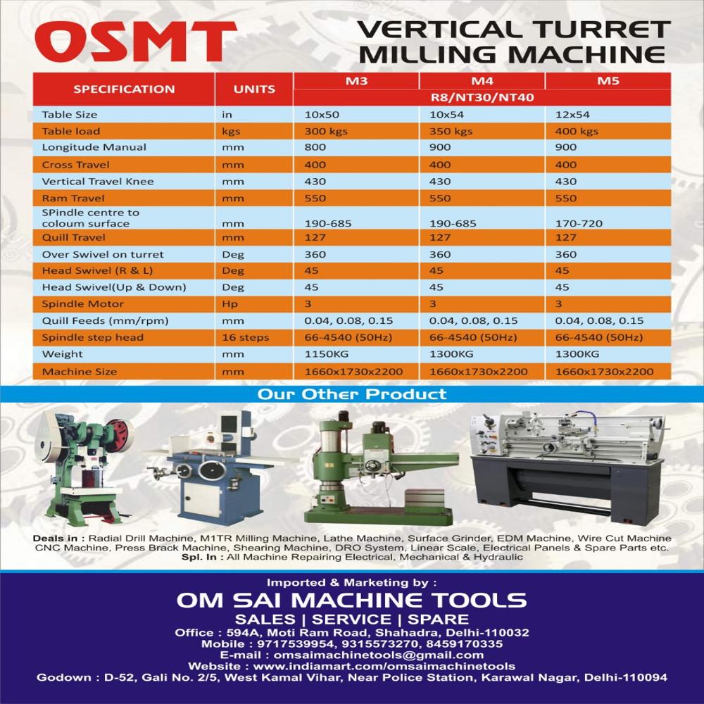 M1tr Milling Machine - General Use: Tool Room