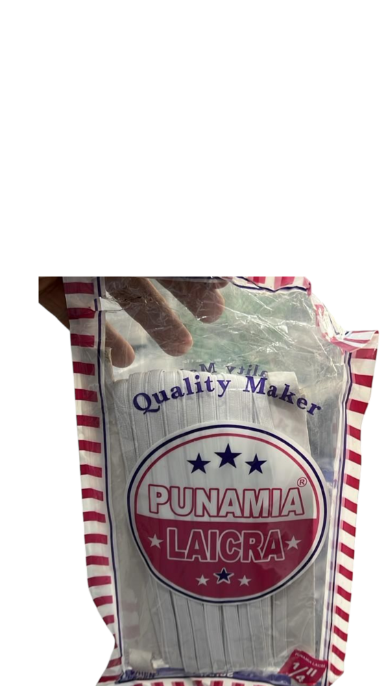 6Mm White Pink Label Elastic - Material: Polyester