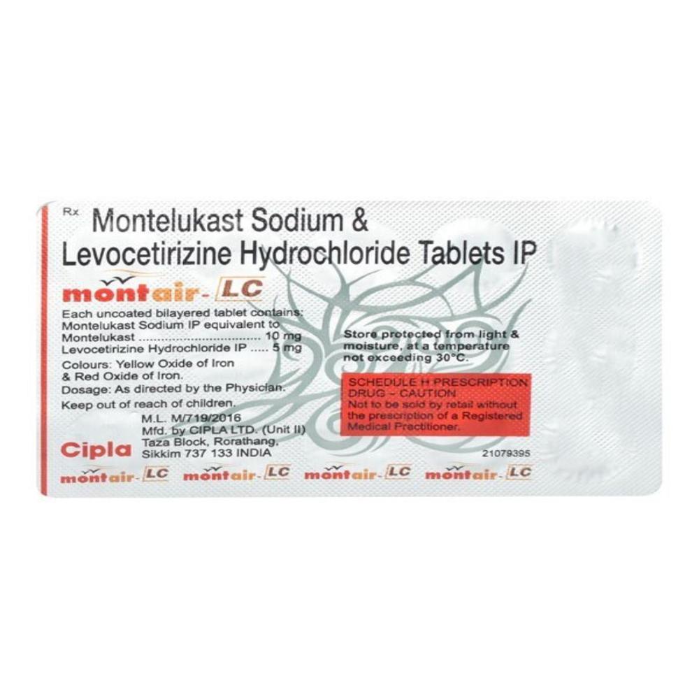 Montair-LC Levocetirizine (5mg) + Montelukast (10mg) Tablet