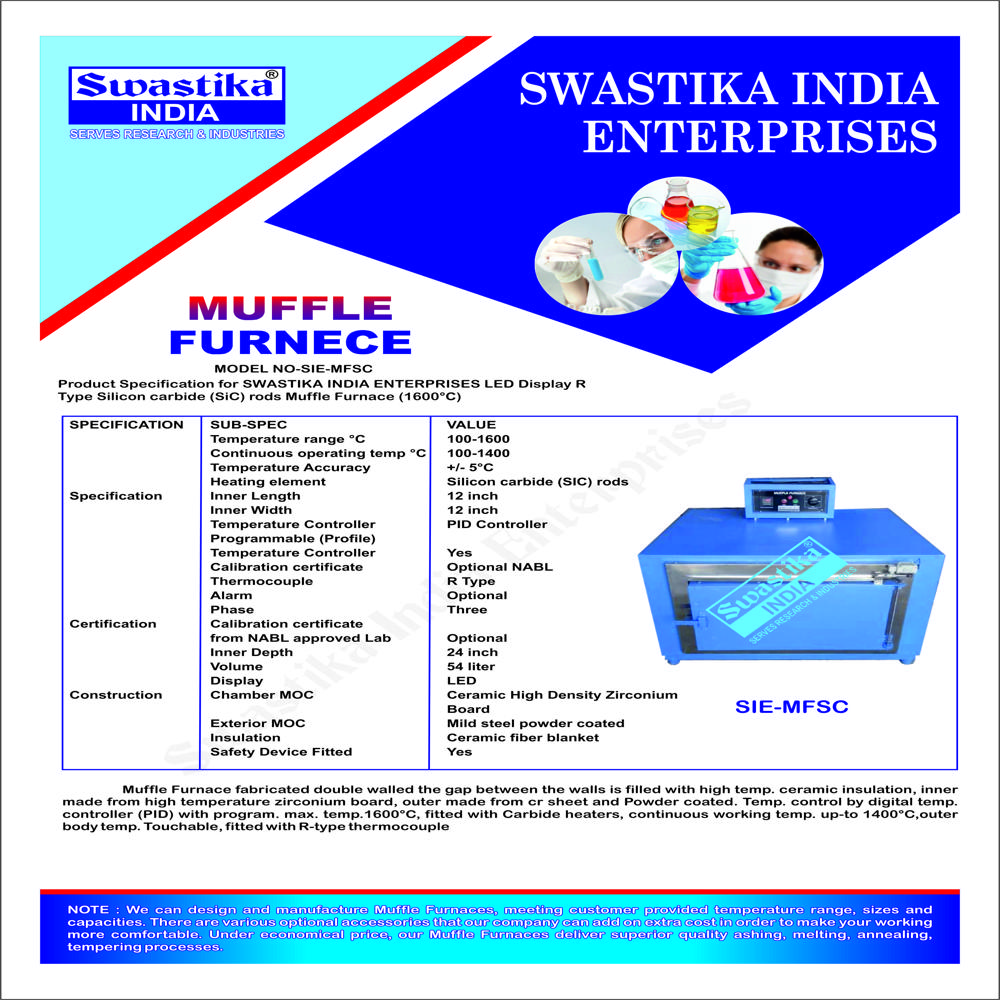 Muffle Furnace - Refractory Ceramic Chamber, 18x12x12 Inches, Blue White | Digital Pid Control, Kanthal A1 Heating Element, Programmable Timer
