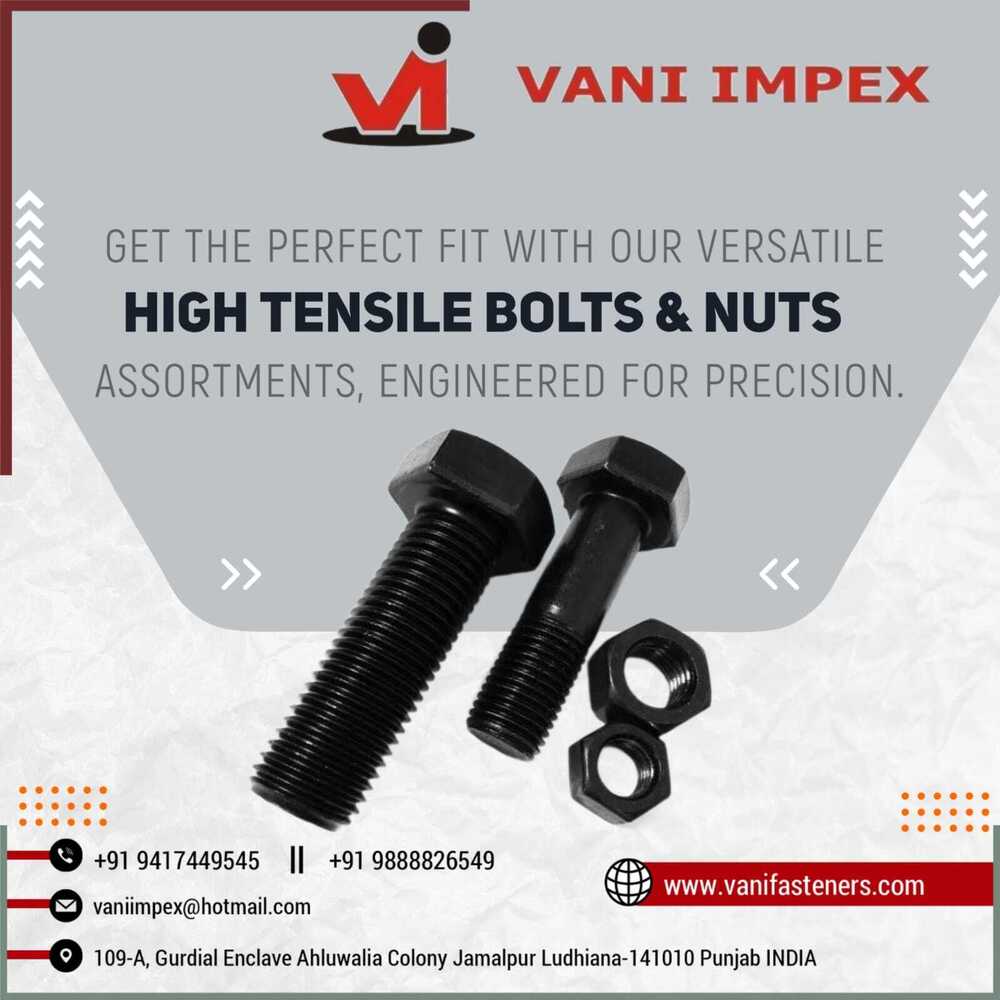 Rust Proof High Tensile Bolts - Imported Or Vi, Size M6 To M24 | Hex Head, Corrosion Resistant, Black Oxide Finish, High Hardness 28-32, Cylindrical Shape