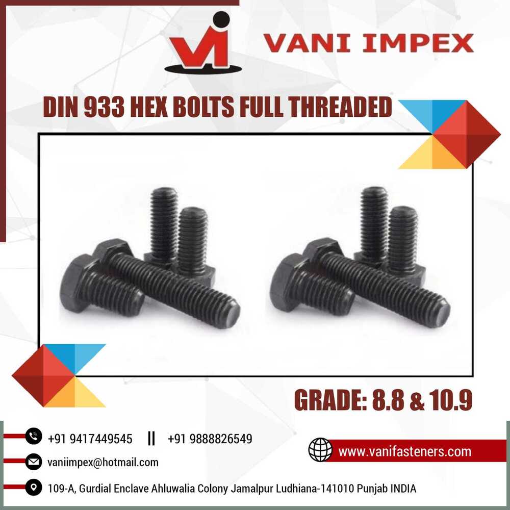 Rust Proof High Tensile Bolts - Imported Or Vi, Size M6 To M24 | Hex Head, Corrosion Resistant, Black Oxide Finish, High Hardness 28-32, Cylindrical Shape