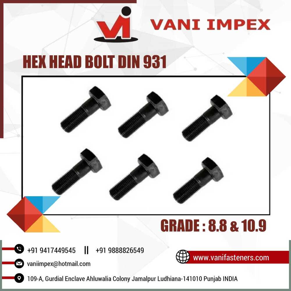 Rust Proof High Tensile Bolts - Imported Or Vi, Size M6 To M24 | Hex Head, Corrosion Resistant, Black Oxide Finish, High Hardness 28-32, Cylindrical Shape